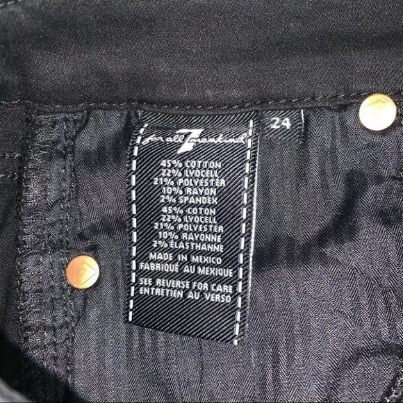 7  for all Mankind B(air) Denim The Ankle Skinny Jeans Black Raw Hem Size‎ 24 - Picture 11 of 12